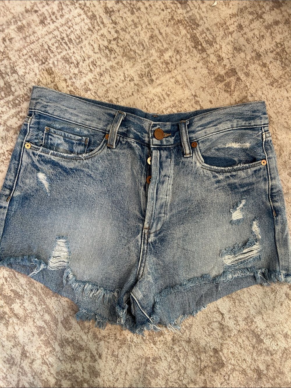 Blank NYC Light Blue Distressed Denim Shorts non-stretch size 28